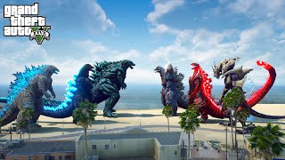Godzilla Earth, Godzilla, Heisei Godzilla vs Monsterx, Space Godzilla, Shin Godzillz - GTA V Mods