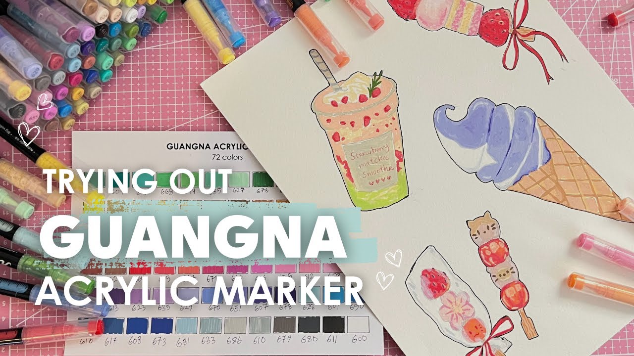 ألوان أكريليك ماركرز من Shein | تجربة + سواتش سريع | guangna acrylic markers | paint with me ✨