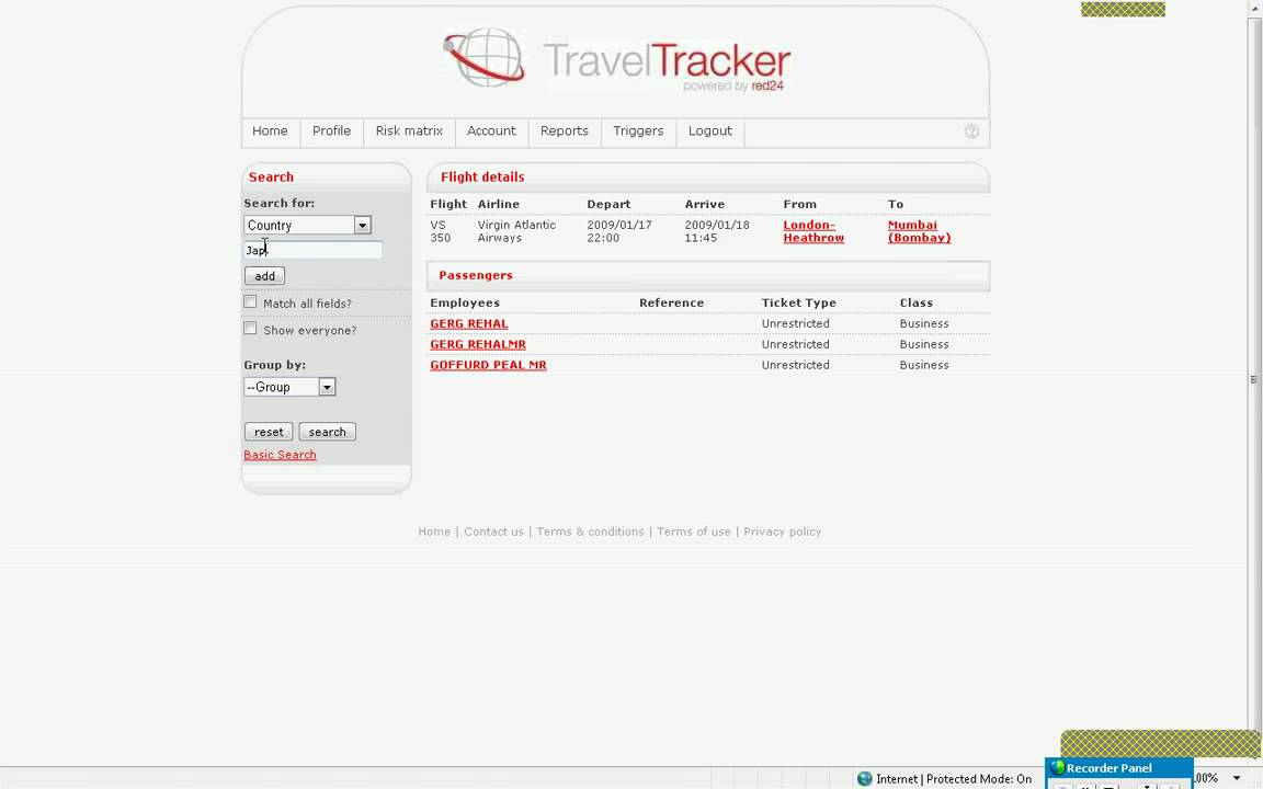 travel tracker (tt) entry