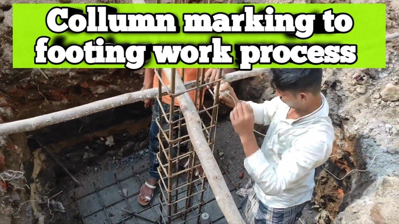 Collumn marking to Footing concrete work process/ Home Construction ...