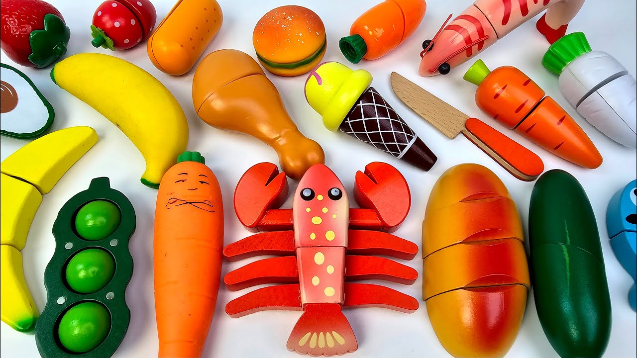 Oddly Satisfying Video-How to Cutting New Wooden Fruits and Vegetables ASMR - Cutting Plastic fruits