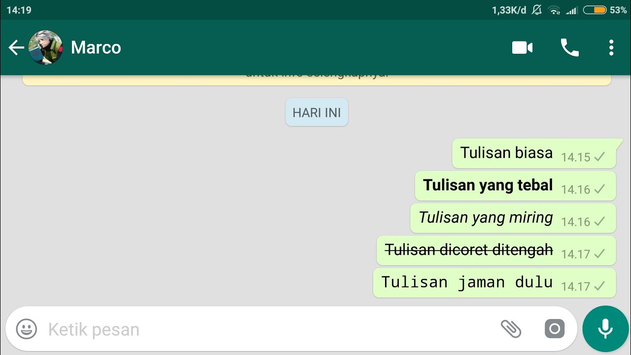 Cara membuat tulisan unik di WhatsApp - YouTube