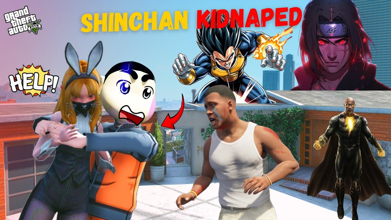 Franklin Saves Shinchan & His Girl from Itachi & Vegeta! ⚔️ Intense Battle | GTA 5 Malayalam
