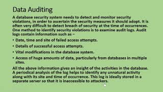 LECTURE # 18   DDBMS DATA AUDITING