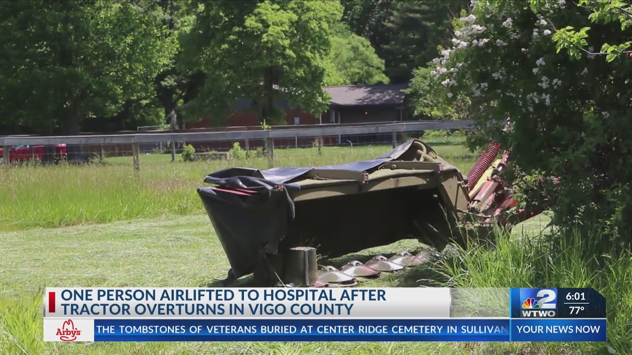 Update: Tractor rolls over on man, flown to hospital - YouTube