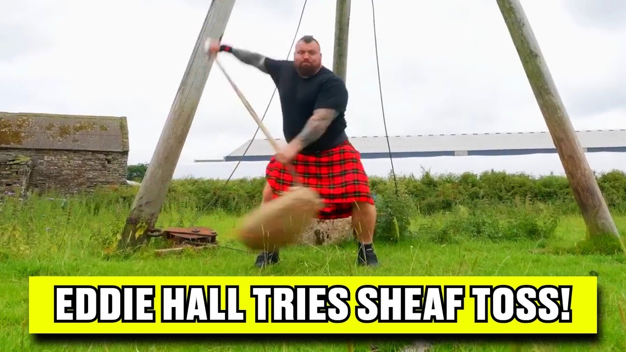 Eddie Hall Tries Highland Games Sheaf Toss - YouTube