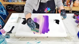 SO FUN and EASY! Add a Pendulum Pour Over Any Painting! Abstract Acrylic Painting Wall Art