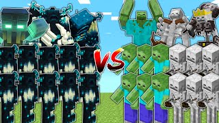 WARDEN ARMY vs ZOMBIE and SKELETON ARMY - Minecraft Mob Battle