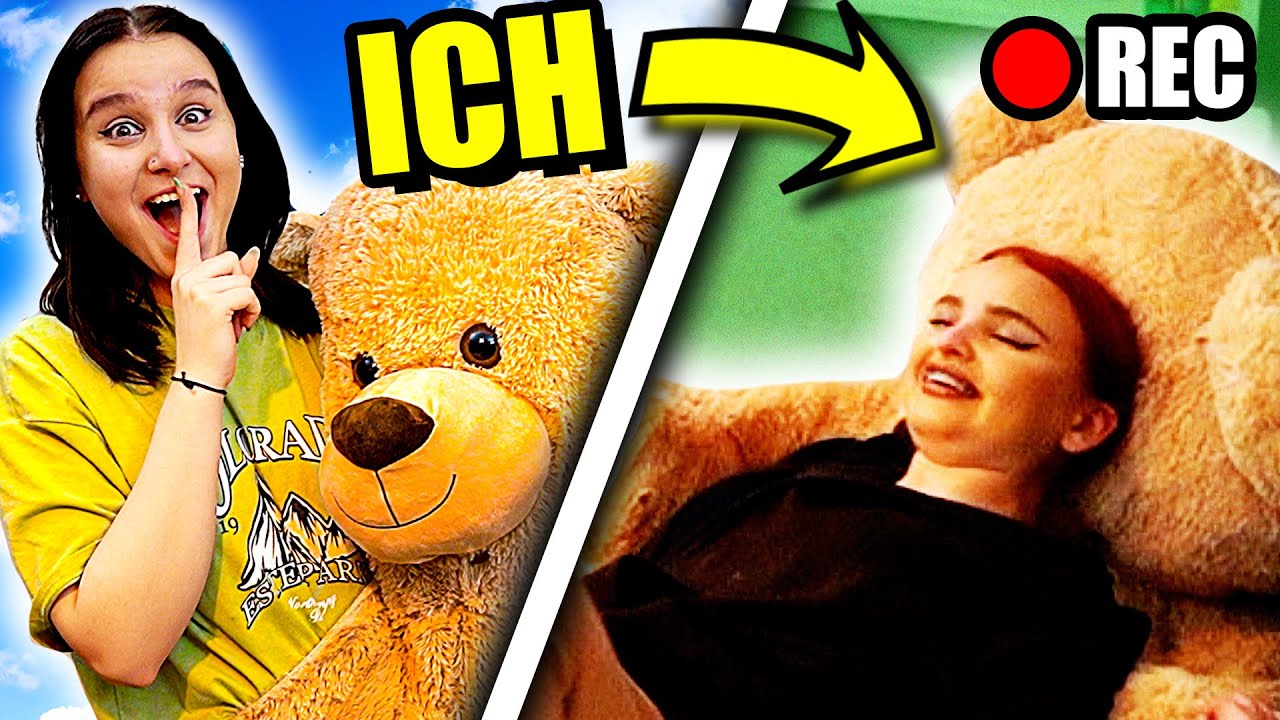 Schwester HEIMLICH im Zimmer BEOBACHTEN 🤫 (ich im XXL Teddy Bär) - Celina
