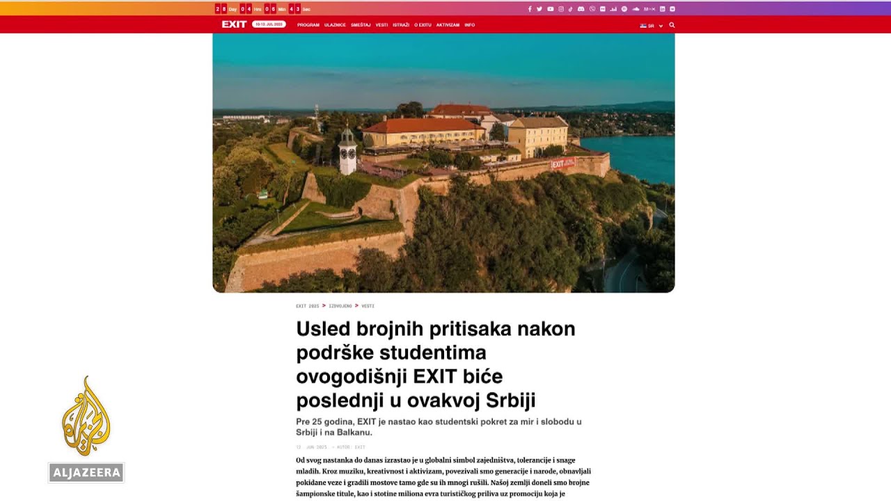 يقول المنظمون إن مهرجان EXIT هذا العام سيكون الأخير من نوعه في صربيا.