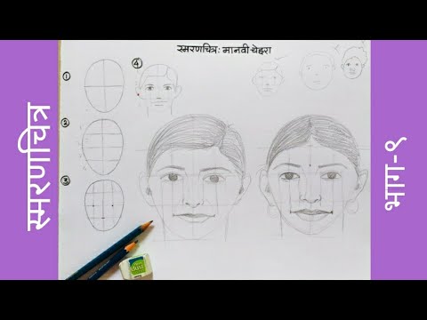 स्मरणचित्र चेहरा रेखाटन कसे करावे भाग -९  How to memory drawing face sketch for beginners