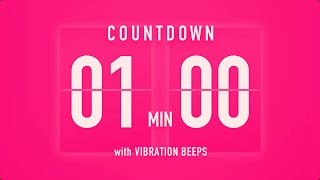 1 Minute Countdown Timer 💓 Flip Clock with Vibration Beeps