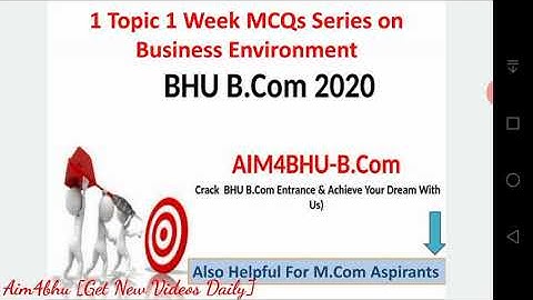 BHU B.COM ENTRANCE 2020 | Business Environment |1 Topic 1 Week MCQ Series | Part 7