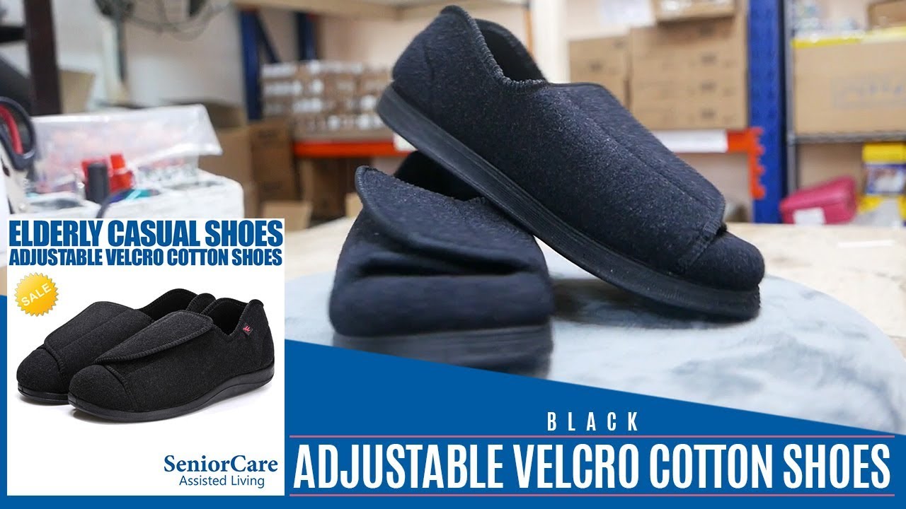 SAFE AND COMFORTABLE! Adjustable Velcro Casual Cotton Shoes – Black For Elderly