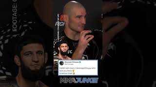 Khamzat Chimaev reacts to Sean Strickland's callout after UFC Houston