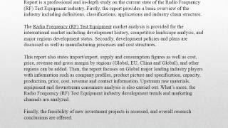 Global Radio Frequency (RF) Test Equipment Market Professional Survey Report 2016