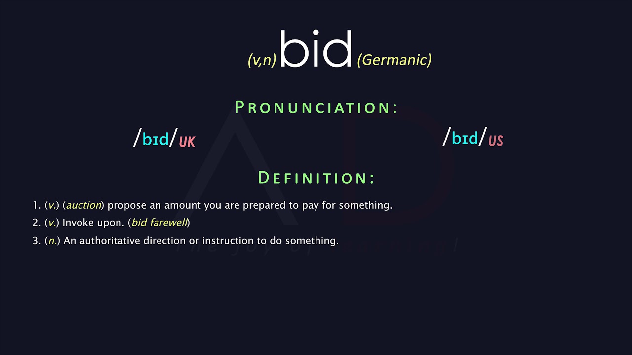 Bid Meaning And Pronunciation | Audio Dictionary - YouTube