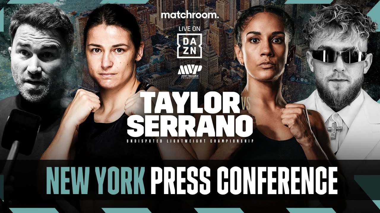 Katie Taylor vs Amanda Serrano - NYC Press Conference (With Eddie Hearn and Jake Paul)