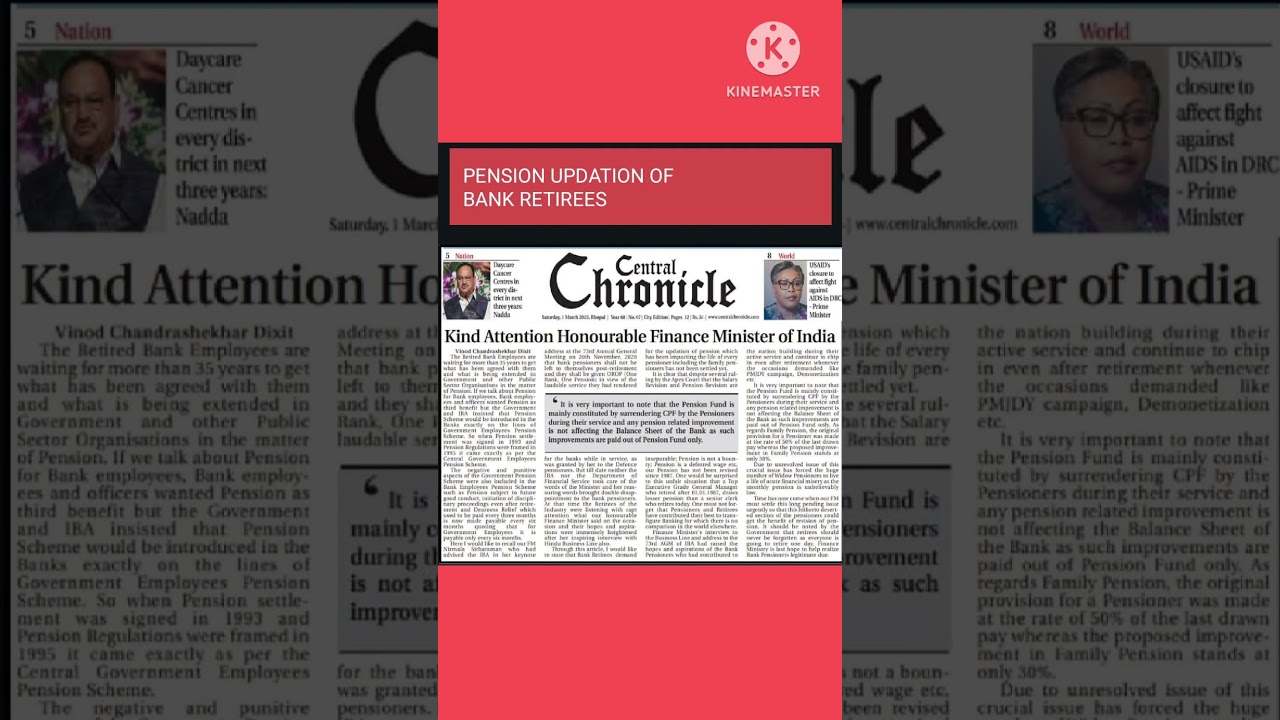 Bank Retirees Pension Updation matter in Central Chronicle