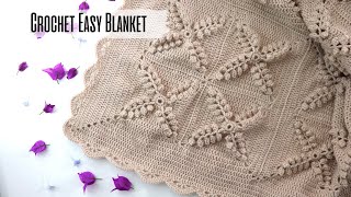 Crochet Popcorn Tree Blanket / Easy Tutorial