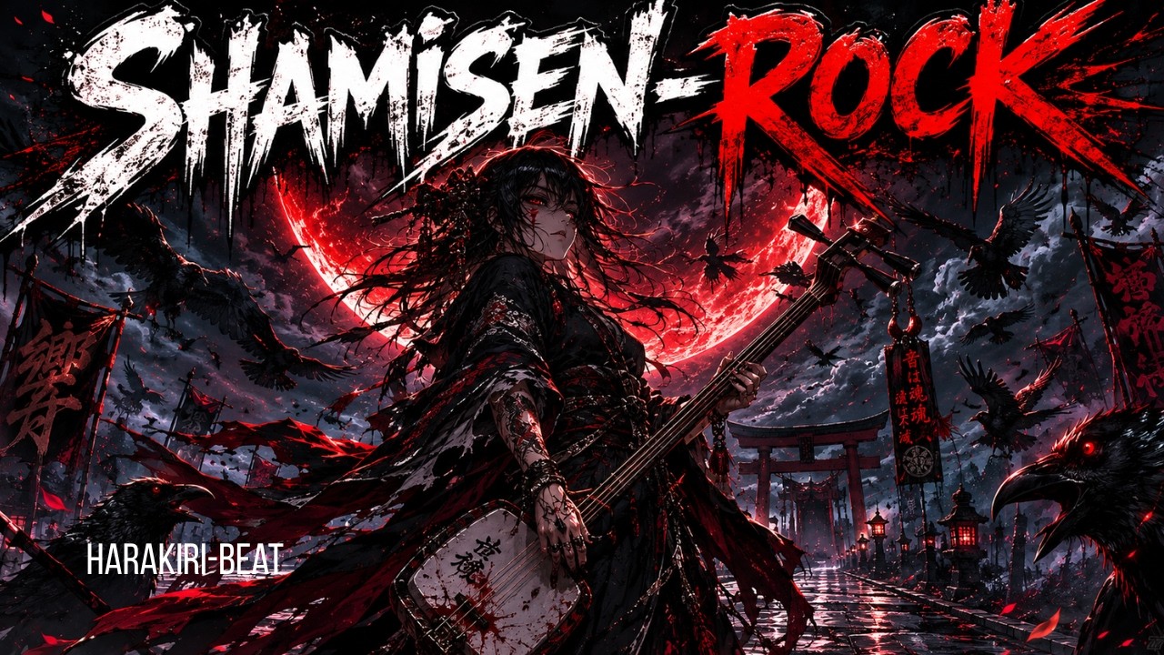 Shamisen Rock BGM🎸⛩️】Japanese Traditional Music for Dark Night