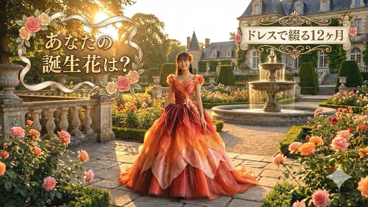 【癒やしの4K】美しいお城と誕生花のドレス。視覚で楽しむ至福の時間