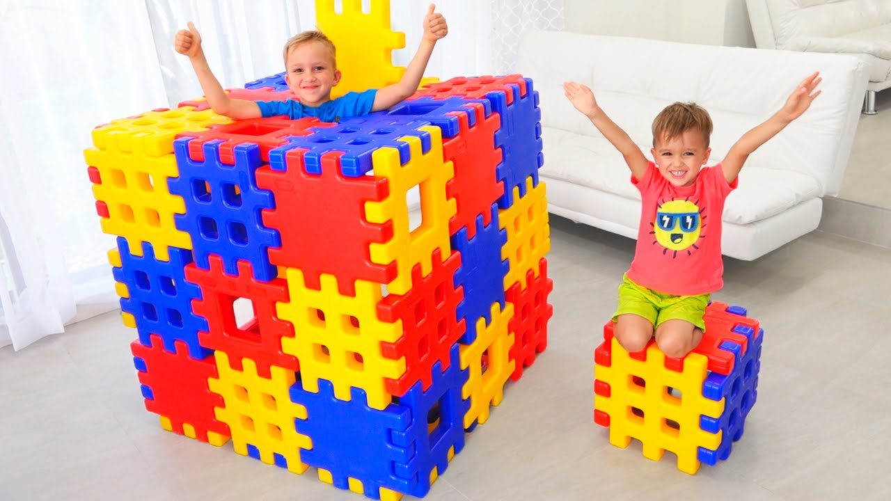 Vlad and Niki Playing with Toy Blocks - Funny stories for kids - YouTube