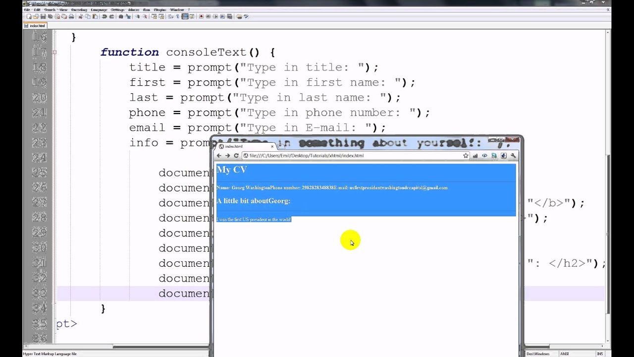 JavaScript Tutorial - 17 - Awesome CV - YouTube