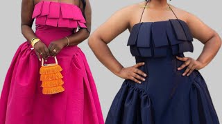 How to Cut and Sew a Stylish Gorgeous Dress with Side Gathers and Ruffles in Front.