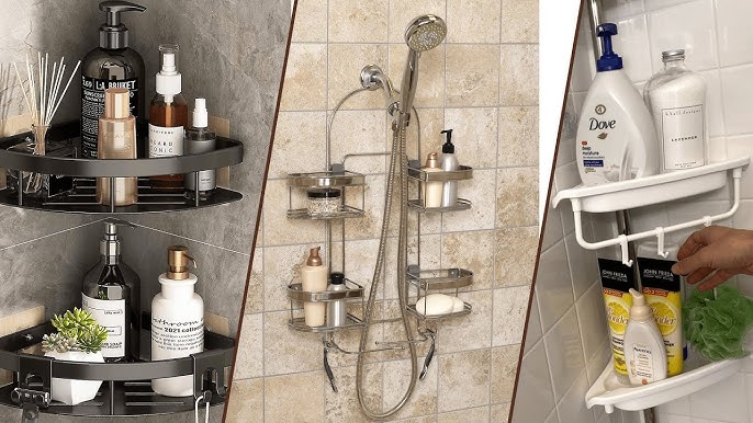 Stainless Steel Bathroom Hanging Shower Caddy Over Shower Head with  Removable Hooks - China Bathroom Accessories, Bathroom Shower Caddy