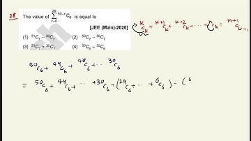 The value of Sigma(r=0 to 20) (50-r)C6 is equal to