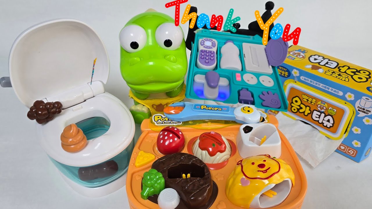[TOY ASMR ]Pororo Crong Eating and Potty Training 💩🚽 Popping Toy ASMR ...