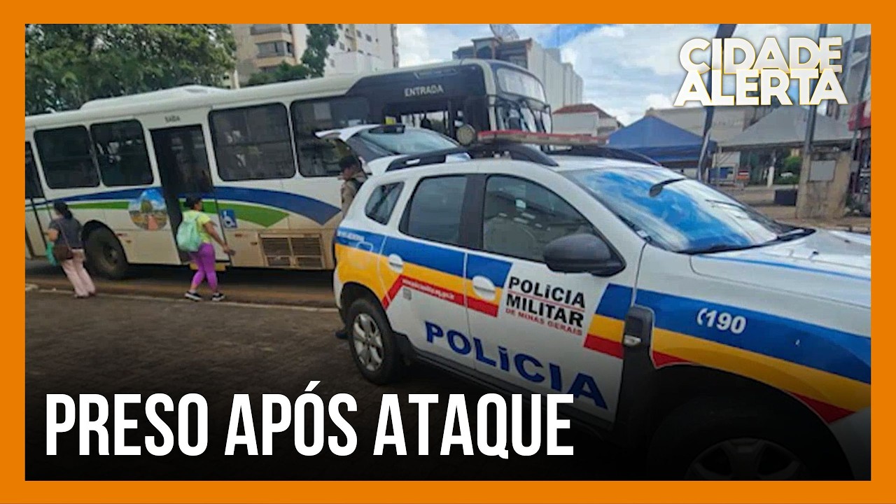 Passageiro com criança no colo ataca motorista de ônibus com socos e tapas e acaba preso