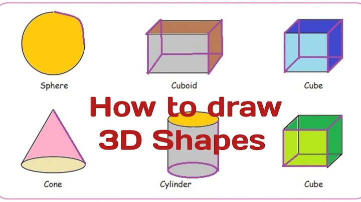 How to draw 3D Shapes step by step | Cube, Cuboid, Pyramid, Cone, Cylinder, Prism ||