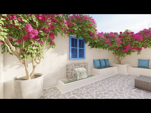Santorini Style Small Garden حديقة صغيرة على الطراز اليوناني 