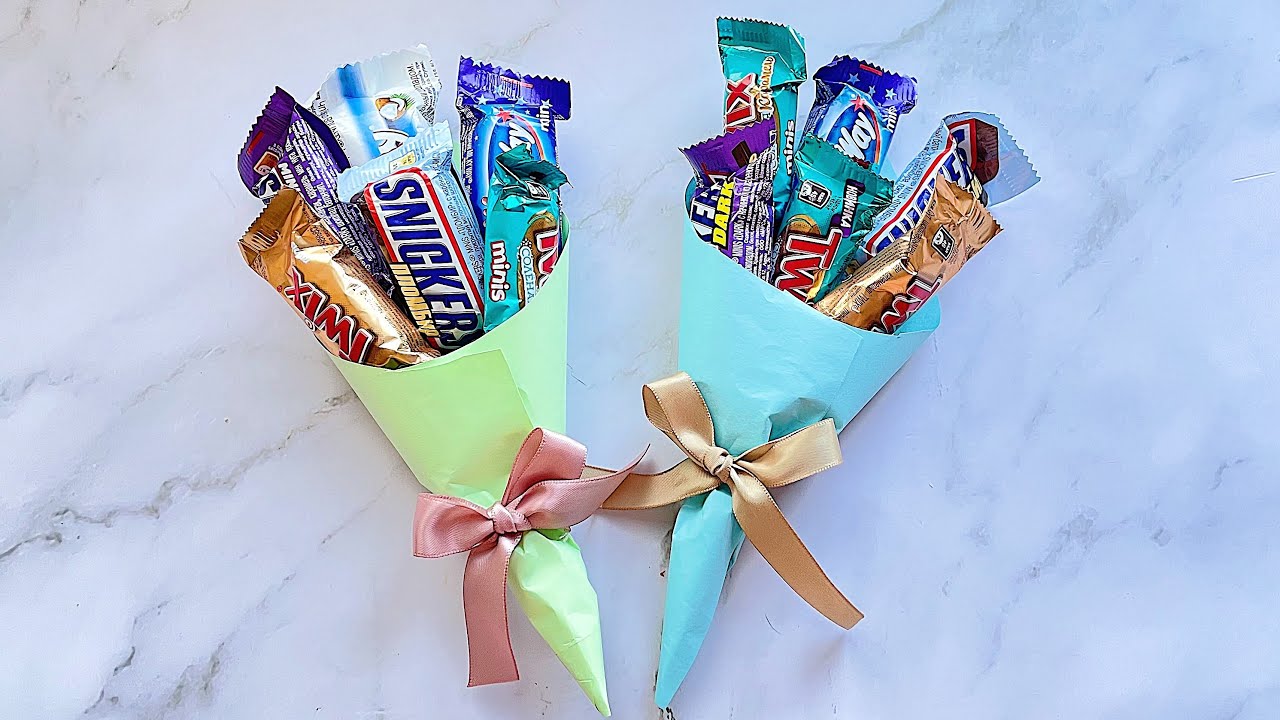 DIY CHOCOLATE BOUQUET FROM OFFICE PAPER - YouTube