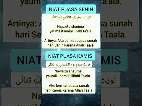 Bacaan Niat Puasa Sunnah Senin Kamis