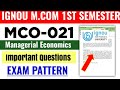 IGNOU MCO-021 Important Questions | Managerial Economics | IGNOU MCO-021 Exam Pattern Explained