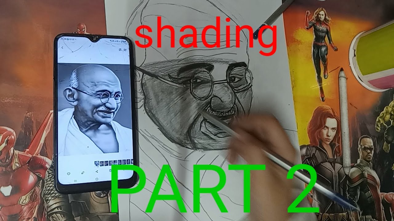 mahatma Gandhi shading part 2 #timeslapse #art - YouTube