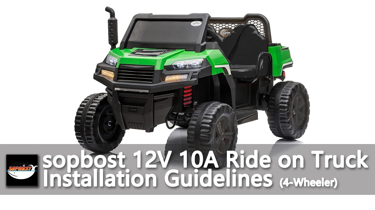 sopbost 4 Wheels 2 Seater Rideon Truck with Dump Bed 12V Rideon Car