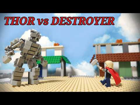 LEGO Marvel Thor vs Destroyer stop motion battle
