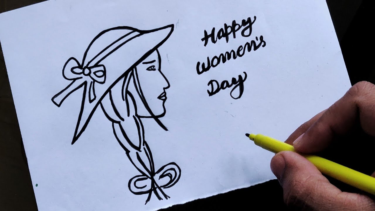 women's day drawing easy step by step | Happy Women day 8march ...