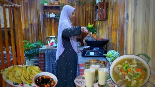 Download Lagu village life | Cooking for Suhoor | Rib Soup, Tempe Mendoan | Night Atmosphere in the Village MP3