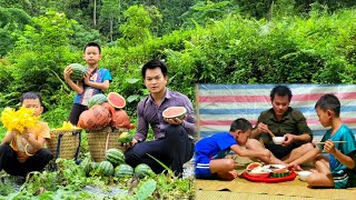 Pumpkin flowers bloom a lot, Watermelons ripen in the garden \/ Cook simple dishes