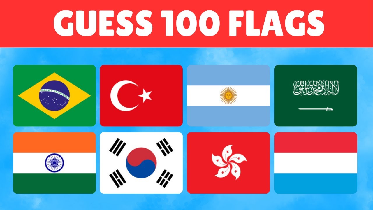FLAG QUIZ 4 LEVEL - GUESS THE 100 COUNTRY FLAGS - YouTube