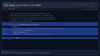 [Coding] Count Number of Set Bits in an Integer — Java DSA Prep