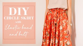 DIY Circle Skirt With Elastic Band And Belt | Circle Skirt sewing Tutorial | Thuy Sewing