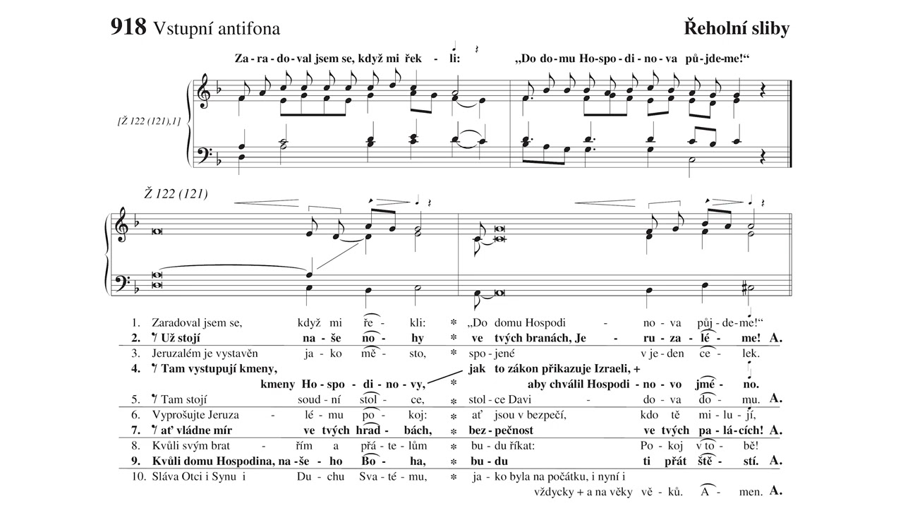 Zaradoval jsem se, když mi řekli: „Do domu Hospodinova půjdeme!“ | Obřadní graduál 918