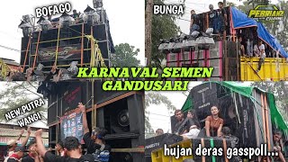 Barisan sound system horeg ditengah hujan deras || Karnaval Semen Gandusari 2023