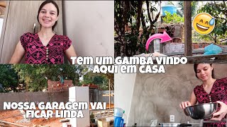 Tem um GAMBÁ vindo aqui em casa😅/ NOSSA GARAGEM VAI FICAR LINDA!!